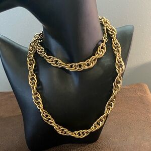 Vintage Trifari TM Gold Tone Polished Rope Chain 26” Necklace, tagged